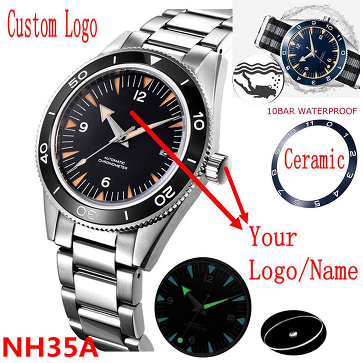 Logo personnalisé NH35 mouveme - Luxury Watch Deals avis et prix